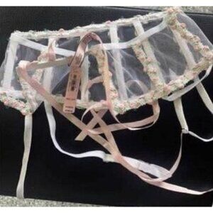 Garter Belt Lingerie White Floral Dream Angels XS Small Bride Womens Wedding